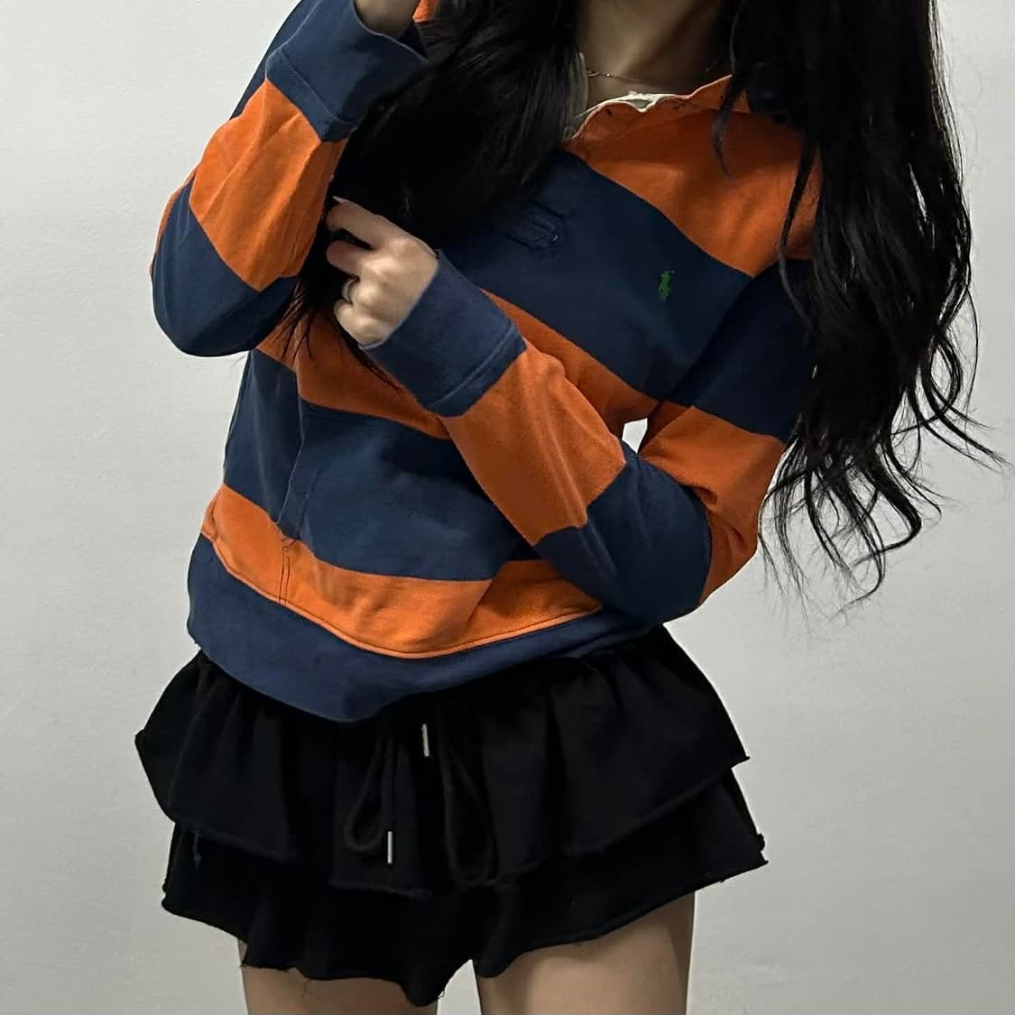 폴로 랄프로렌 스트라이프 후드 슬리브 셔츠(L) 상품이미지2