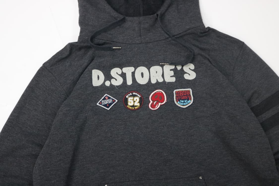 Drug Store's 드러그스토어 빈티지 패치 와펜 차콜 후드티셔츠 상품이미지3