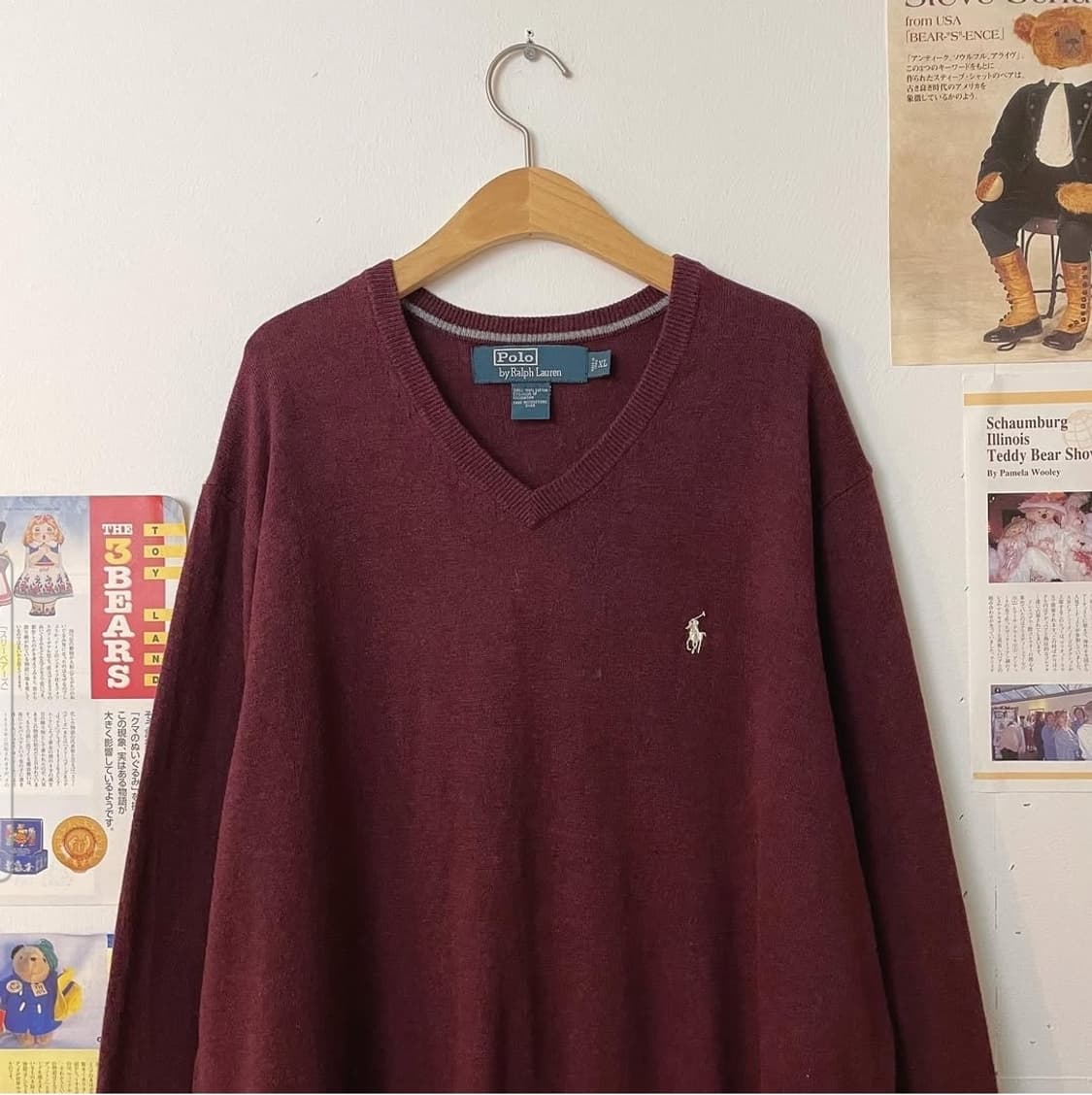 빈티지 폴로 와인 브이넥니트 상품이미지3