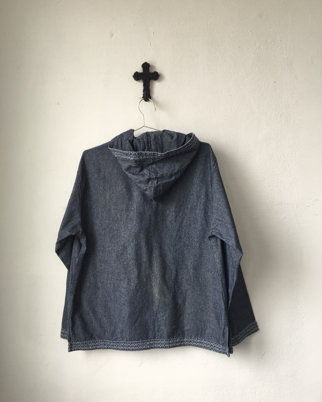Button Henry neck denim hood 상품이미지3
