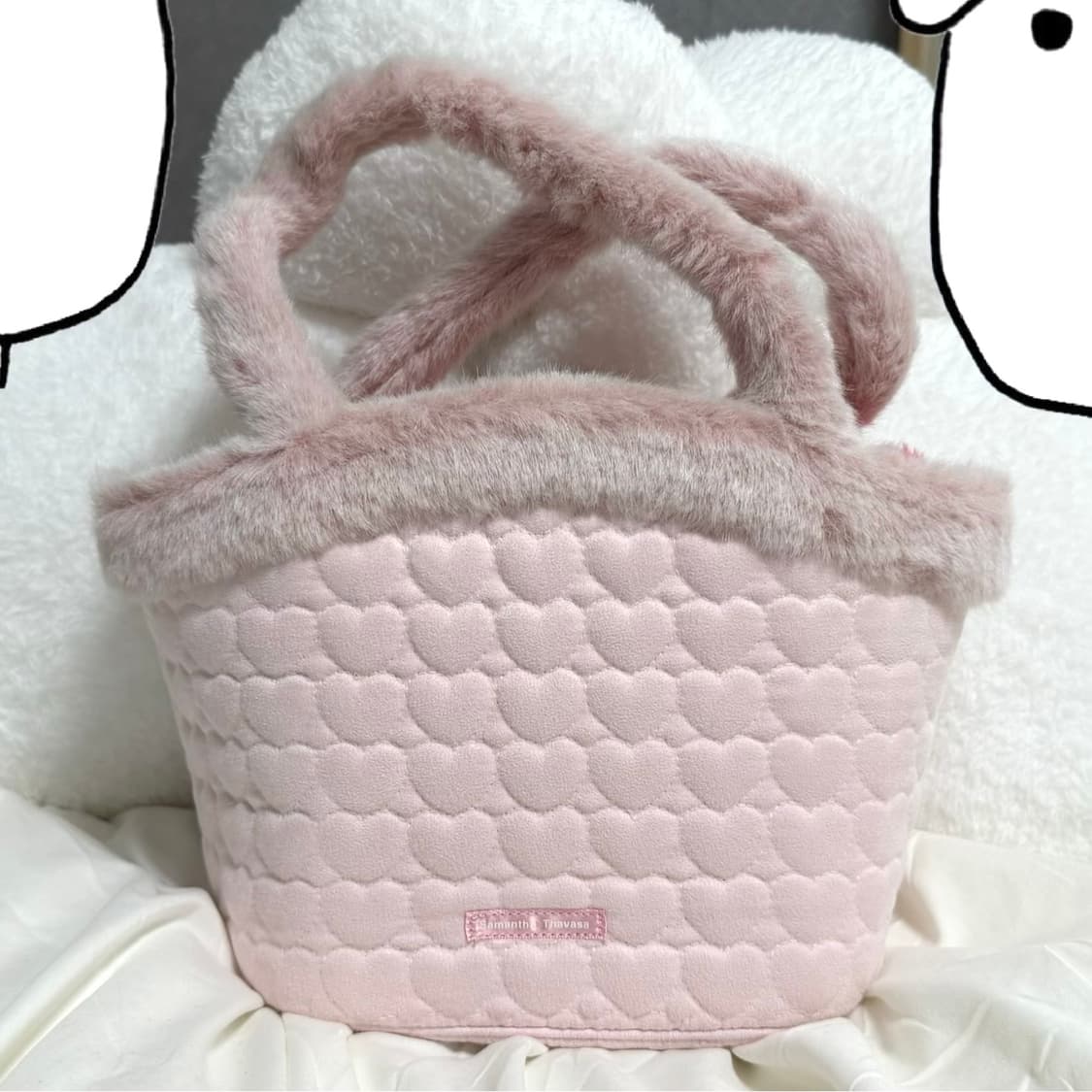 사만다타바사 핑크 하트 퀼팅 토트백 빈티지 상품이미지1