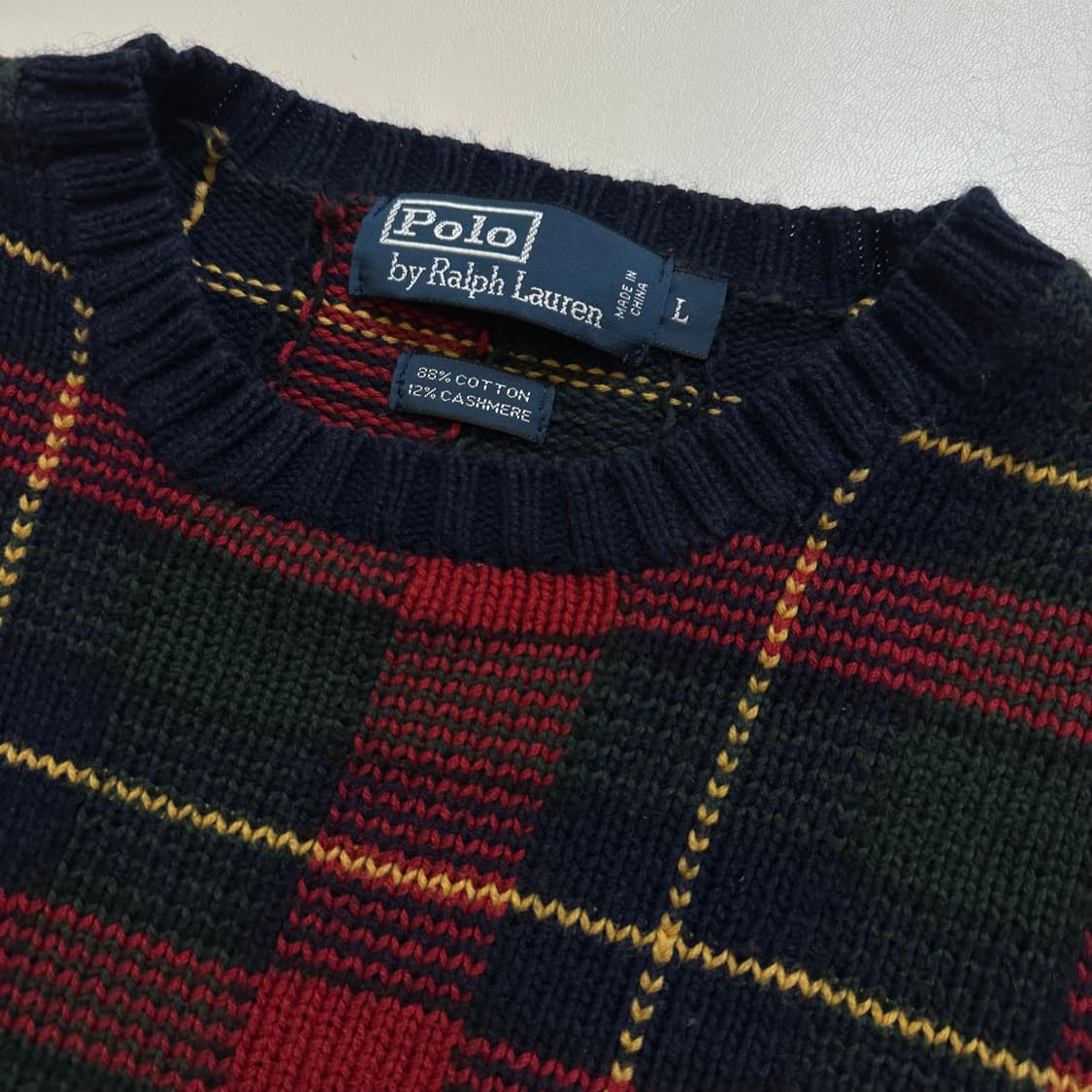 폴로 랄프로렌 캐시미어 엘보패치 타탄체크 상품이미지4