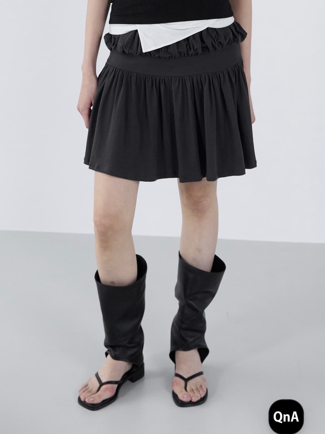 Fluid Shirring Skirt _ Dark Gray 상품이미지2