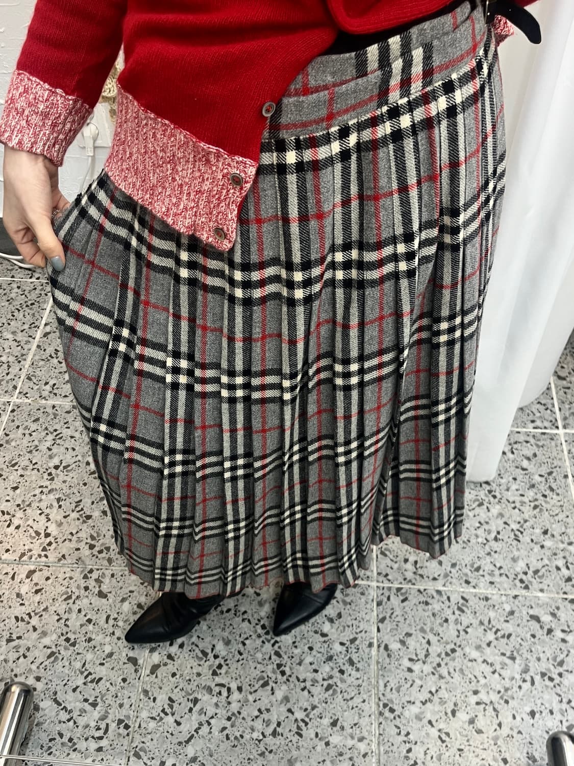 Grey tartan lap skirt 상품이미지4