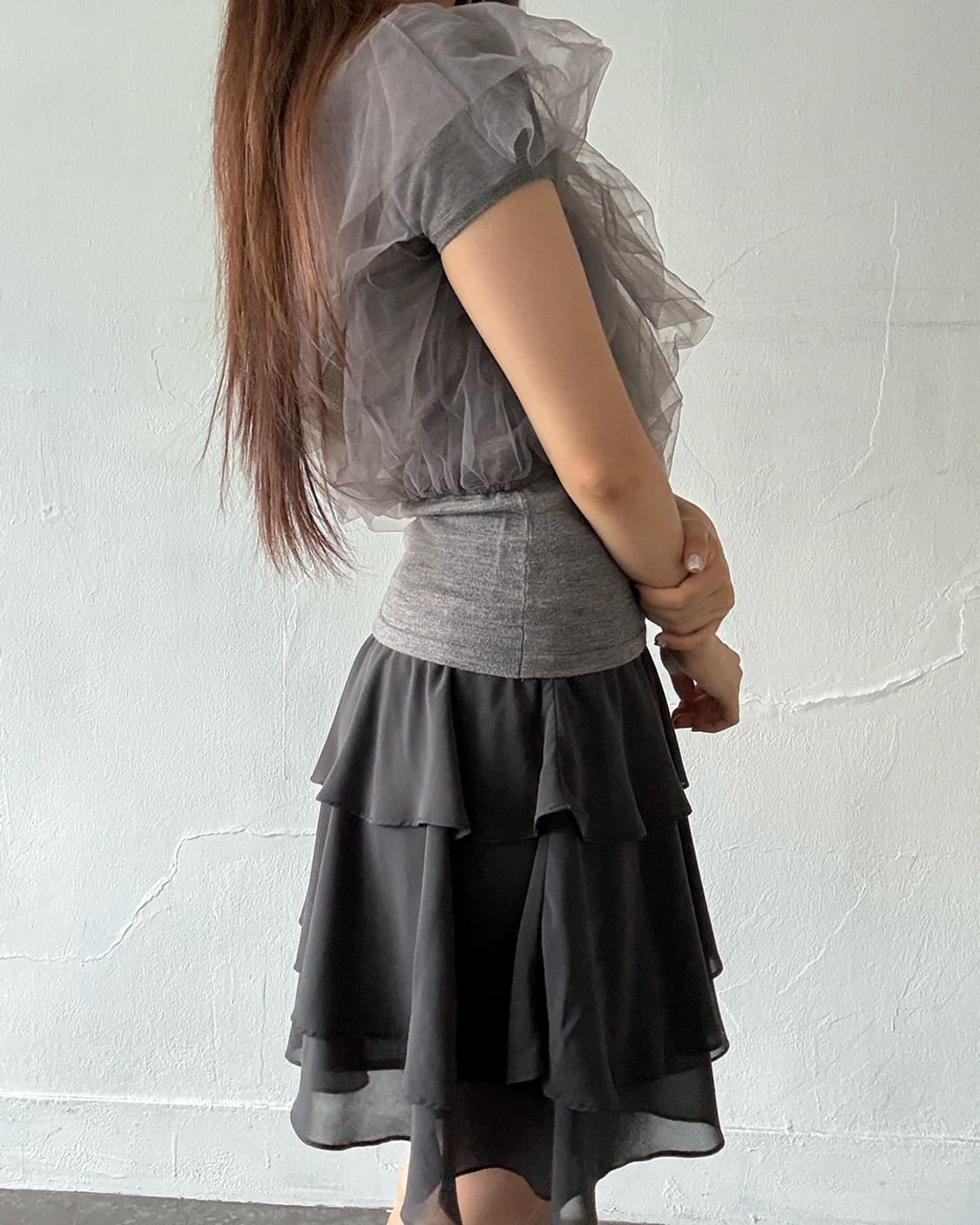 Charcoal knit top + bustier set 상품이미지9