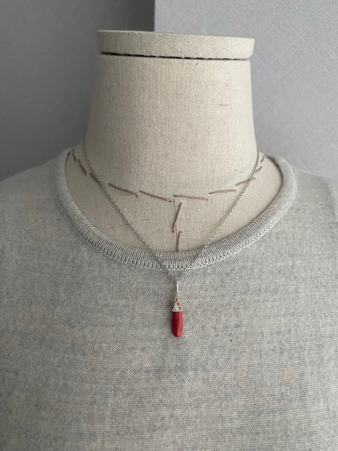 천연 산호 펜던트 실버 목걸이(925) 상품이미지9