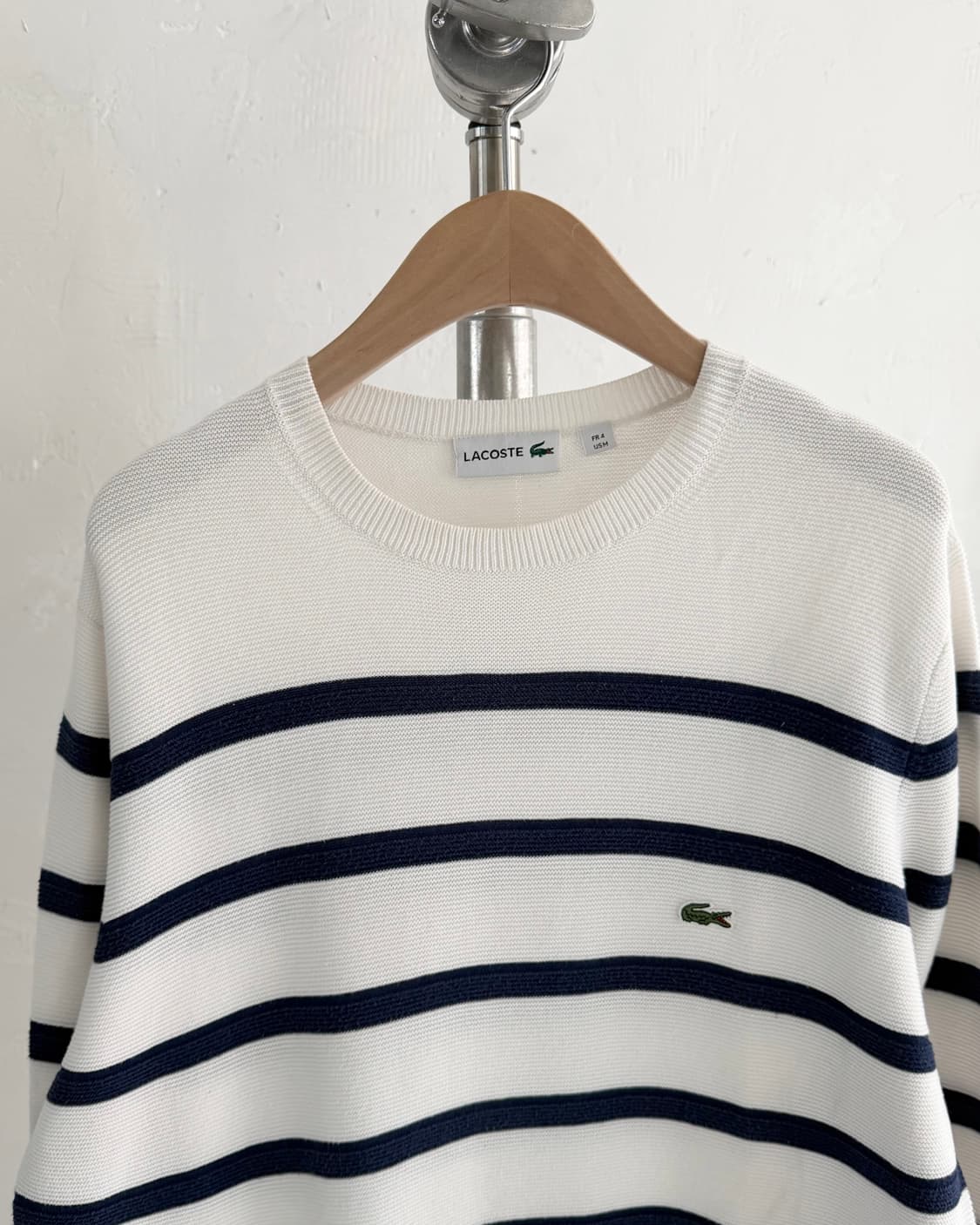 Lacoste 라코스테 블루 컬러 스트라이프 코튼 니트 상품이미지4