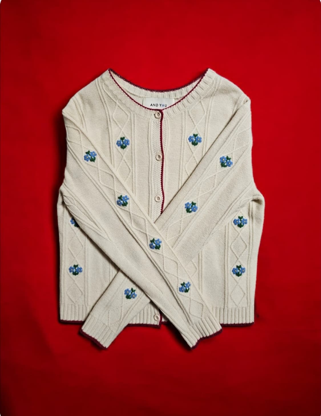 앤유 AND YOU 라일락 플로럴 아이보리 여성가디건 F/27만 상품이미지2