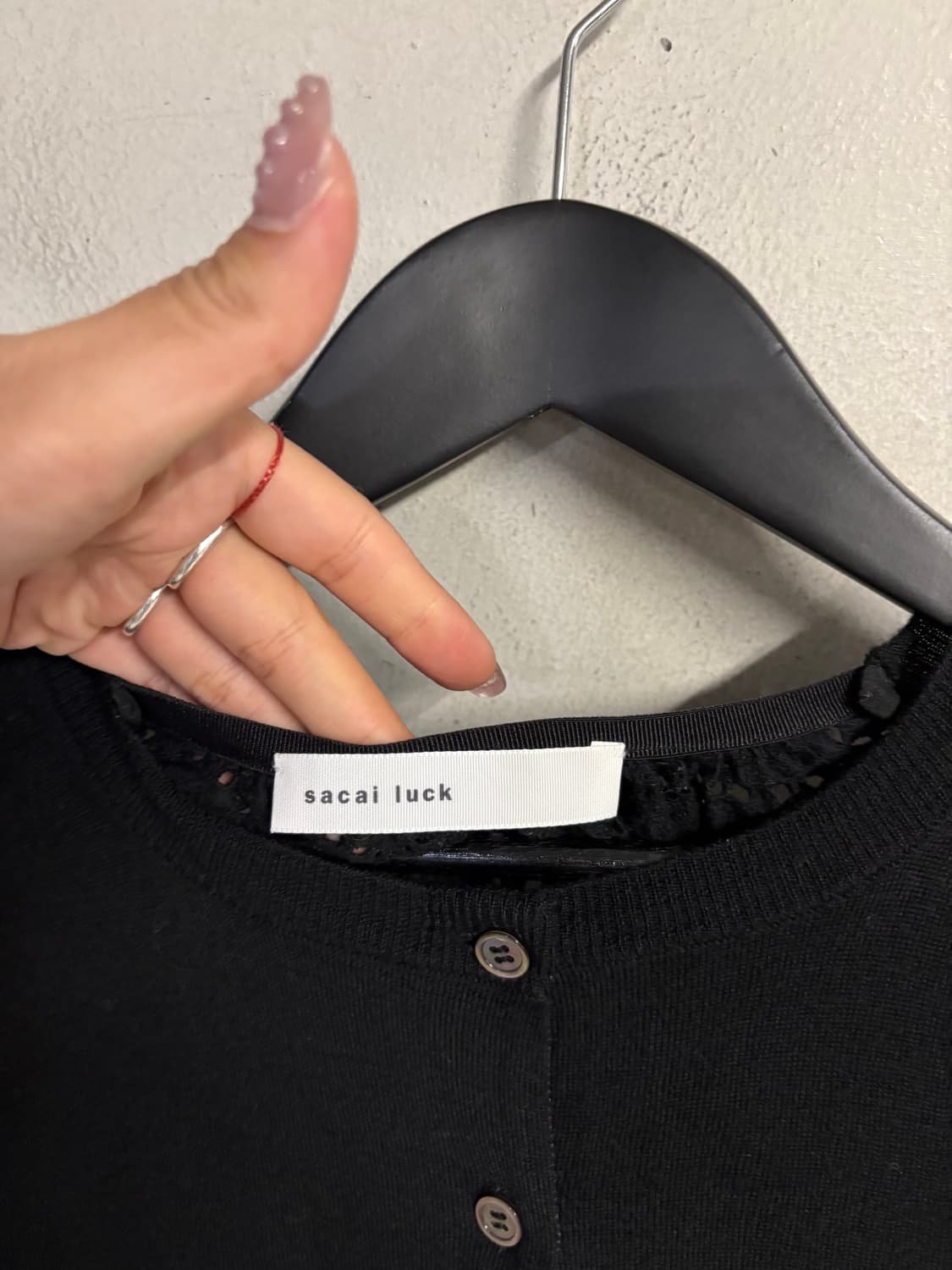 SACAI LUCK lace mix knit cardigan  상품이미지8