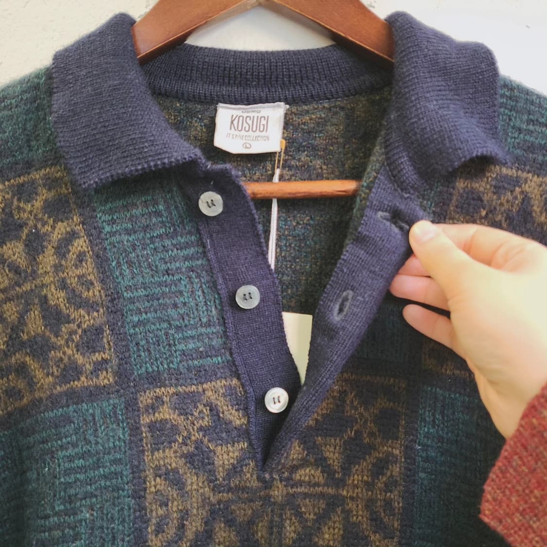 UomoKOSUGI 패턴 울 카라니트 L사이즈 상품이미지6