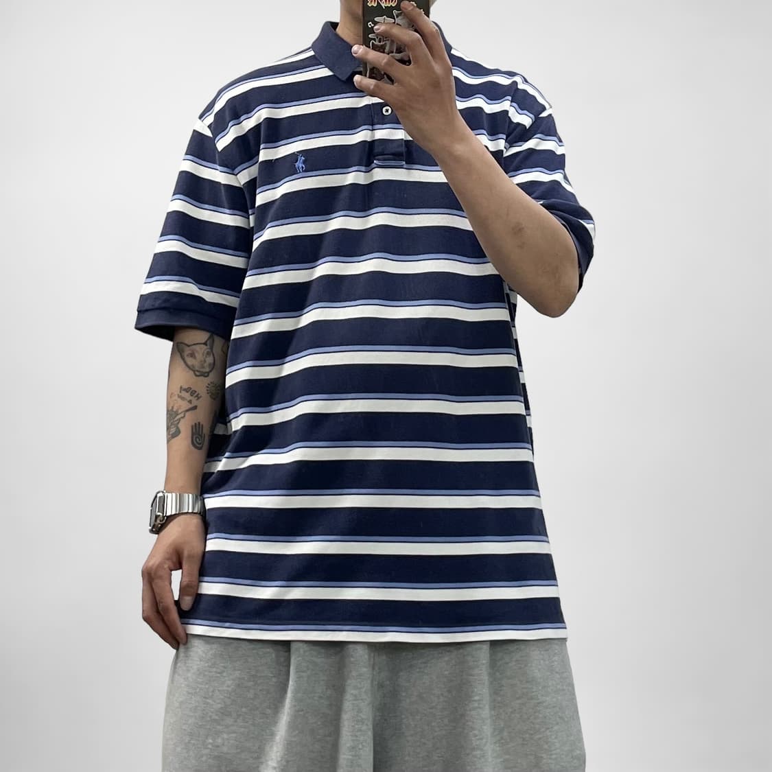 폴로 랄프로렌 스트라이프 카라 반팔 티셔츠 상품이미지1