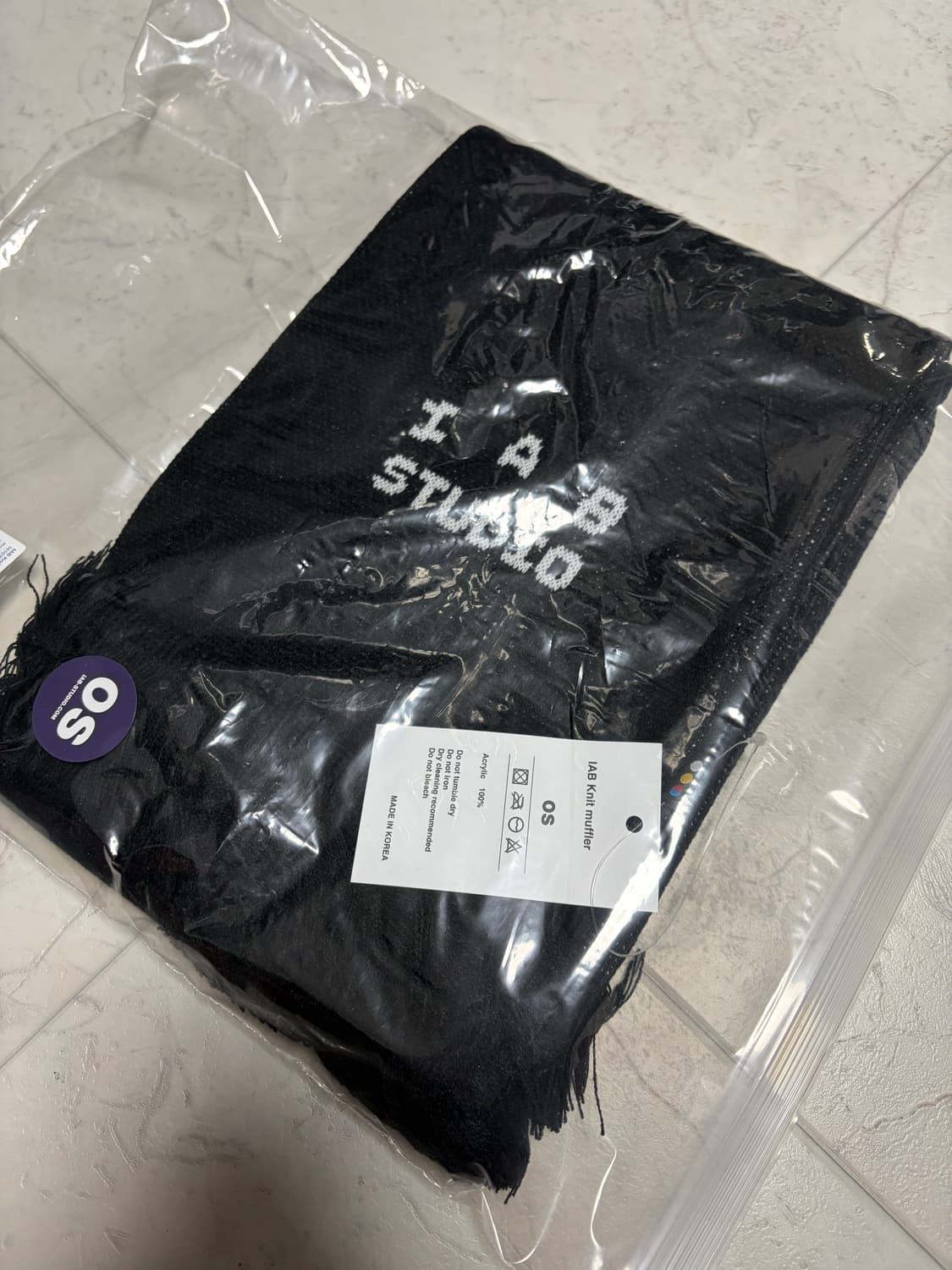 아이앱 스튜디오 니트 머플러 블랙 화이트 상품이미지4