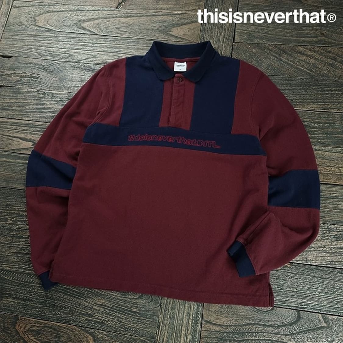 [디스이즈네버댓] 빅로고 프린팅 럭비셔츠 긴팔 카라티 M19119 상품이미지1