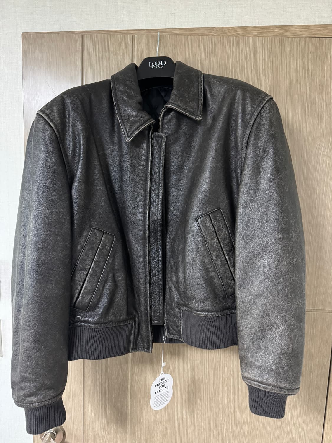 (새제품)엘무드 아머 카우하이드 레더 자켓 워시드블랙 46 상품이미지2