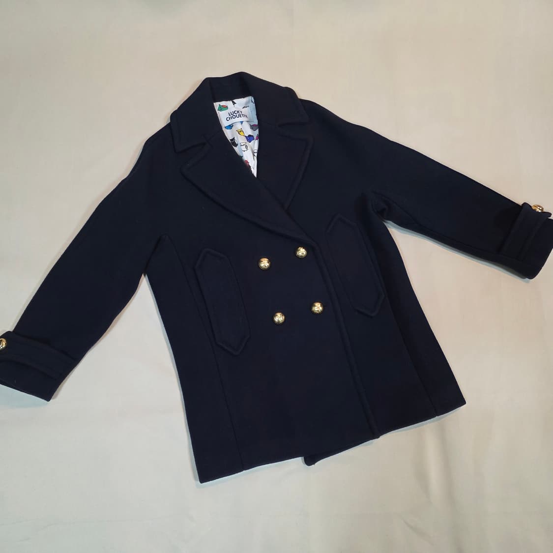 LUCKYCHOUETTE 네이비 울 코튼 코트 | Women 36 상품이미지1