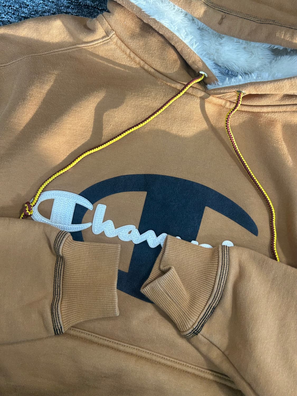 챔피온 x 팀버랜드 빅로고 쉐르파 된장 후드티 S 상품이미지6