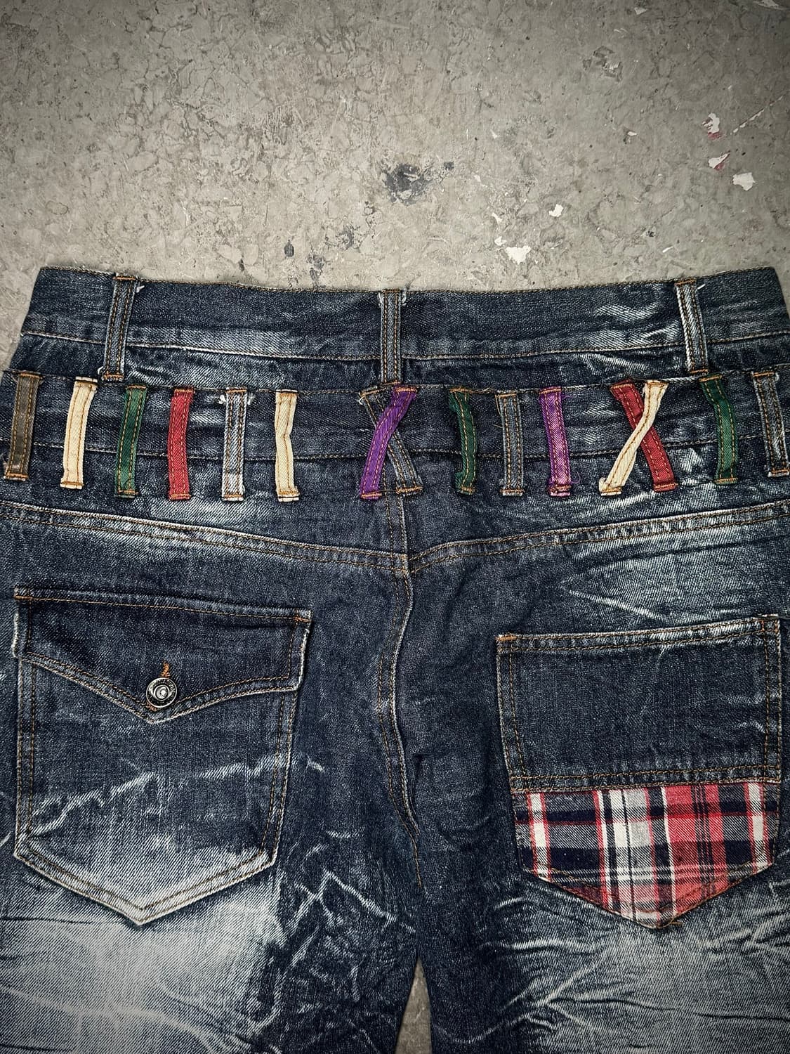 Crushed Check Double Belt Denim Shorts 상품이미지7