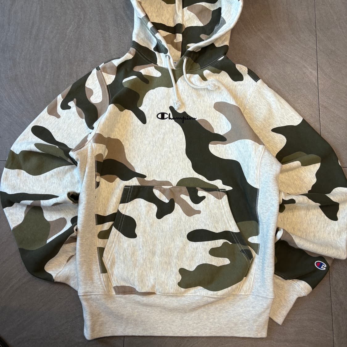 챔피온 정품 리버스위브 멜란지 카모 후드 상품이미지4