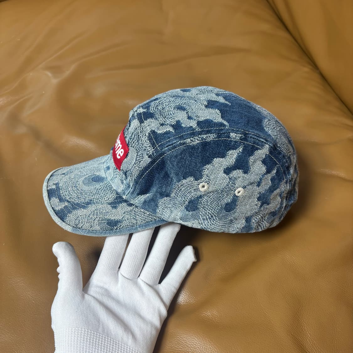 슈프림 캠프캡 모자 박스로고 플레임 워시드 데님 상품이미지4