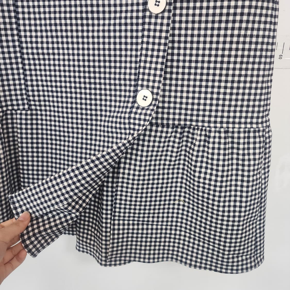 지고트 깅엄체크 버튼 플레어 스커트 상품이미지9