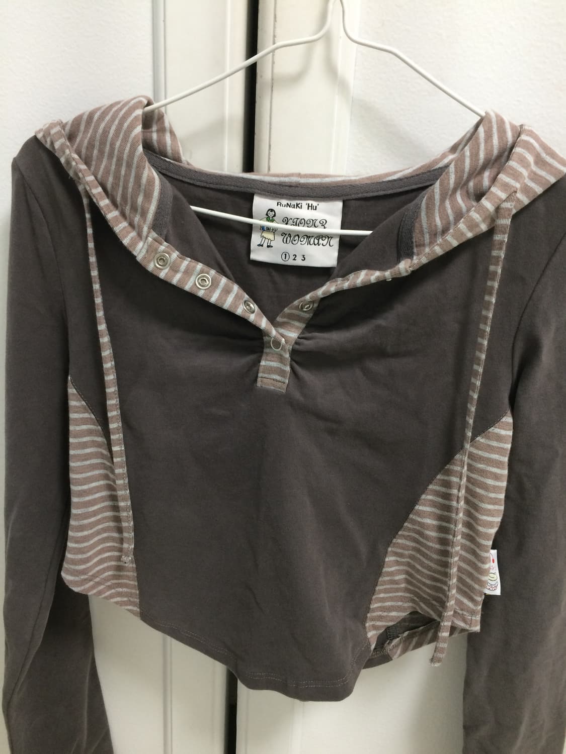 엑스톤즈우먼(루나키후) 셔링 스트라이프 배색 후드 상품이미지5