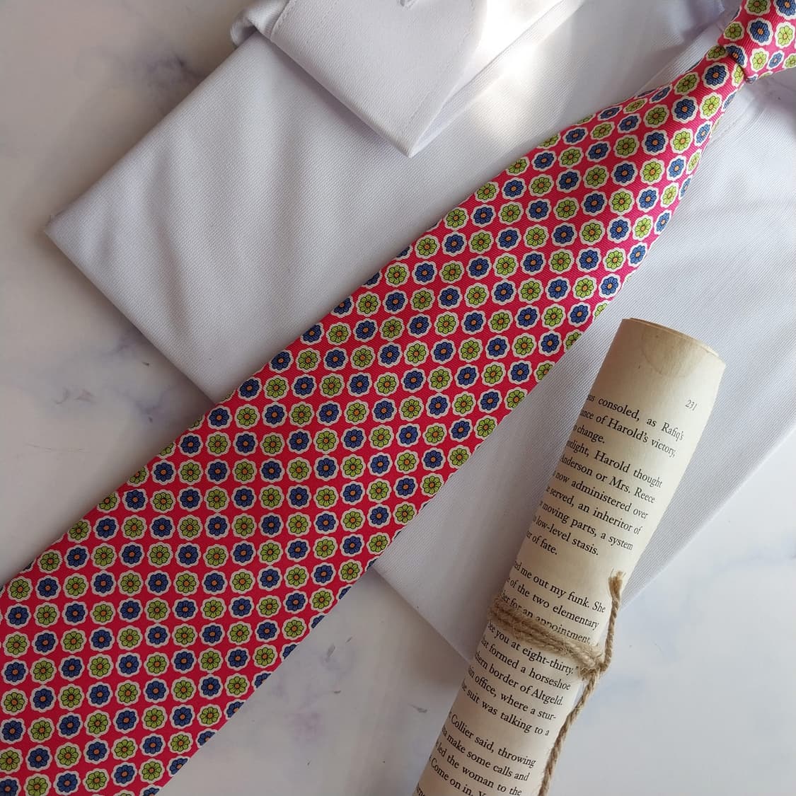 던힐 실크 핑크 플라워 패턴 넥타이 9.3cm A+등급 K2476 상품이미지6