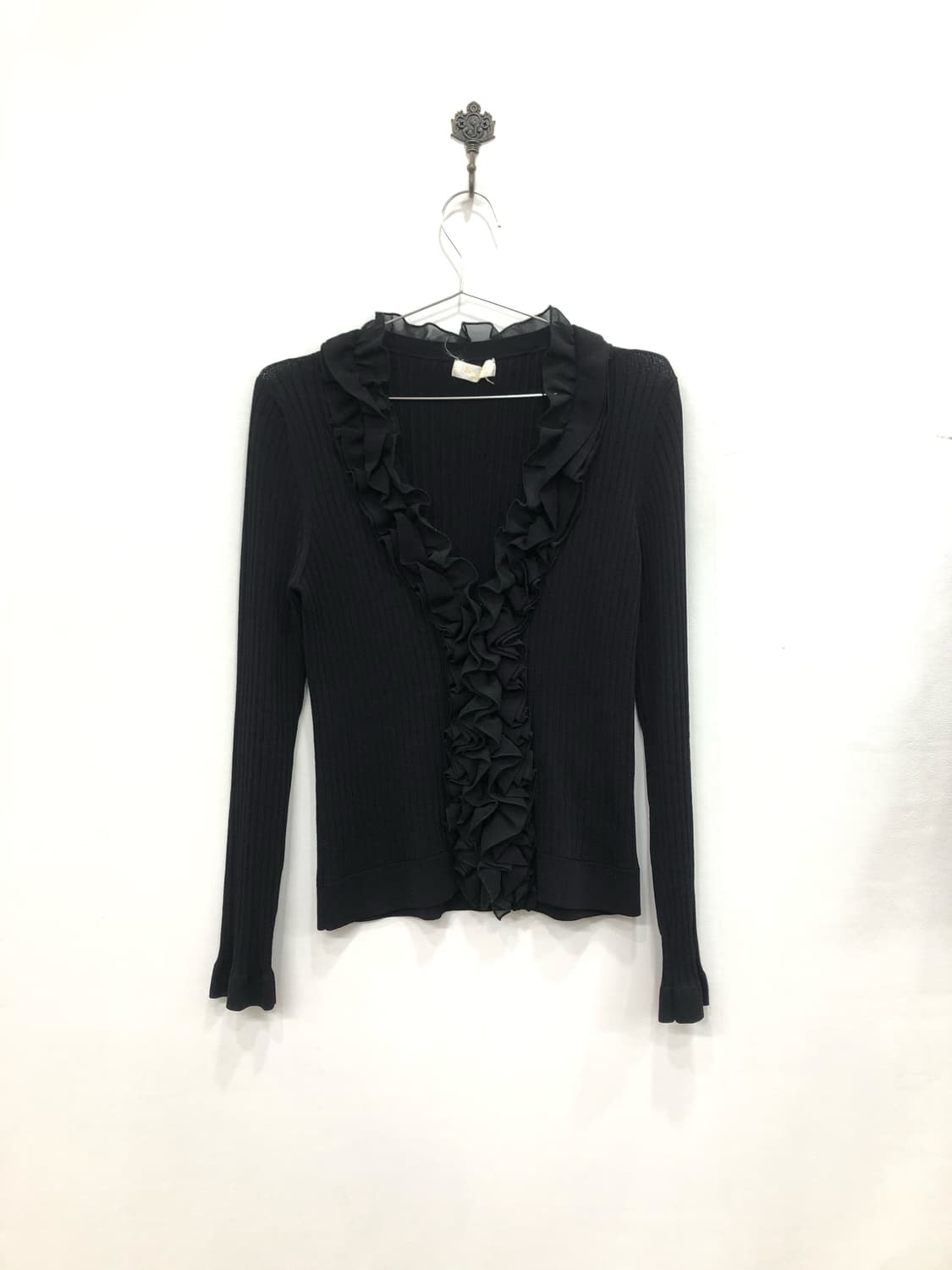 black fairy frill detail ribbed cardigan 상품이미지6