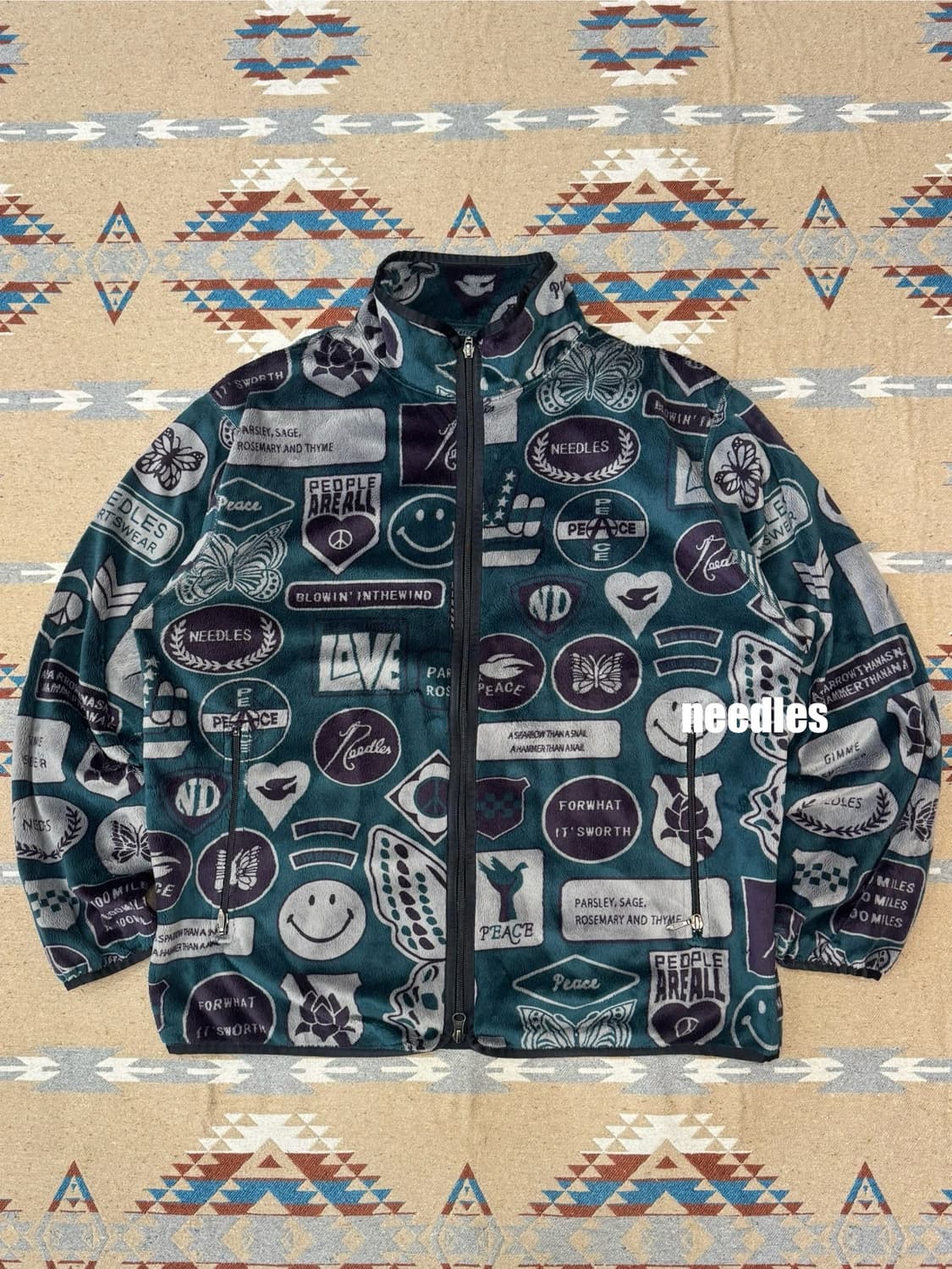 [M][100] 니들스 스포츠 웨어 패치워크 파이핑 플리스 자켓 상품이미지1