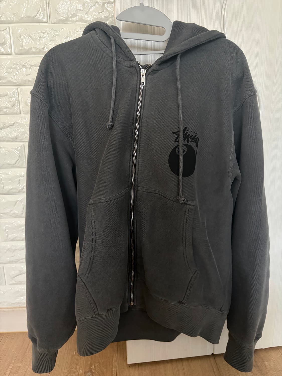 스투시 8볼 피그먼트 다이드 집 후드 블랙 S 상품이미지2