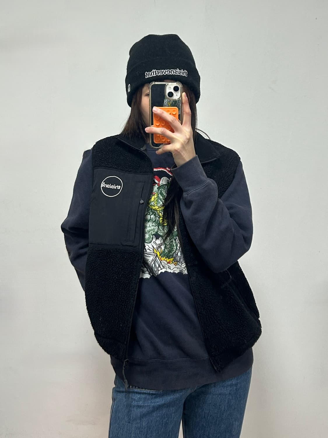 디스이즈네버댓 써클로고 뽀글이 플리스 집업 베스트 상품이미지1