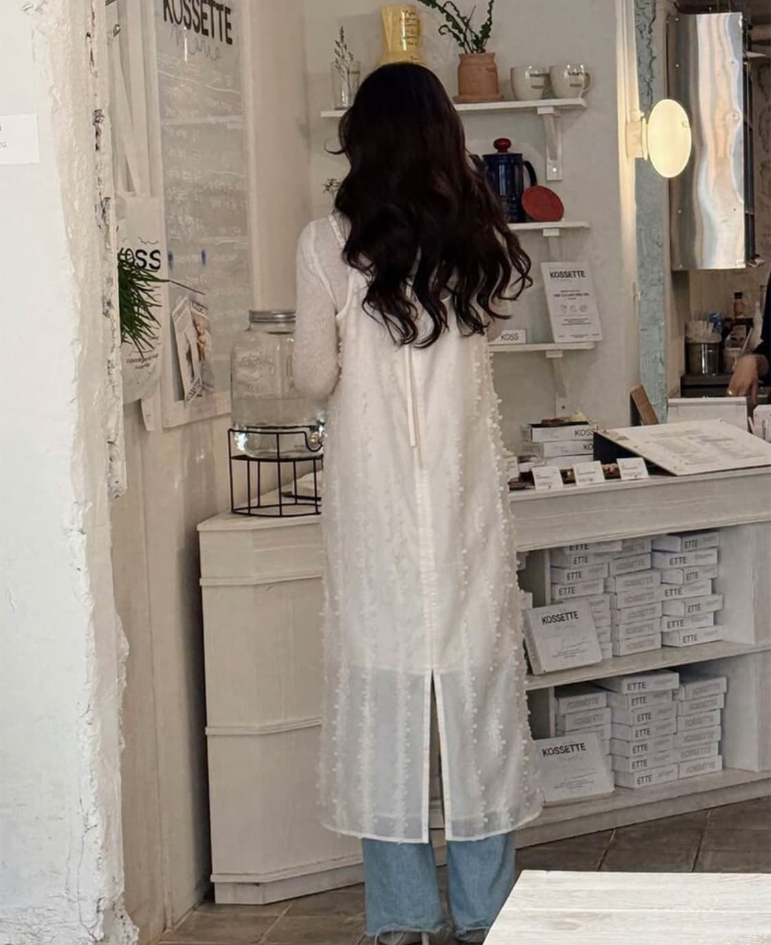 온앤온 플라워 슬리브리스 뷔스티에 레이스 레이어드 원피스 상품이미지8