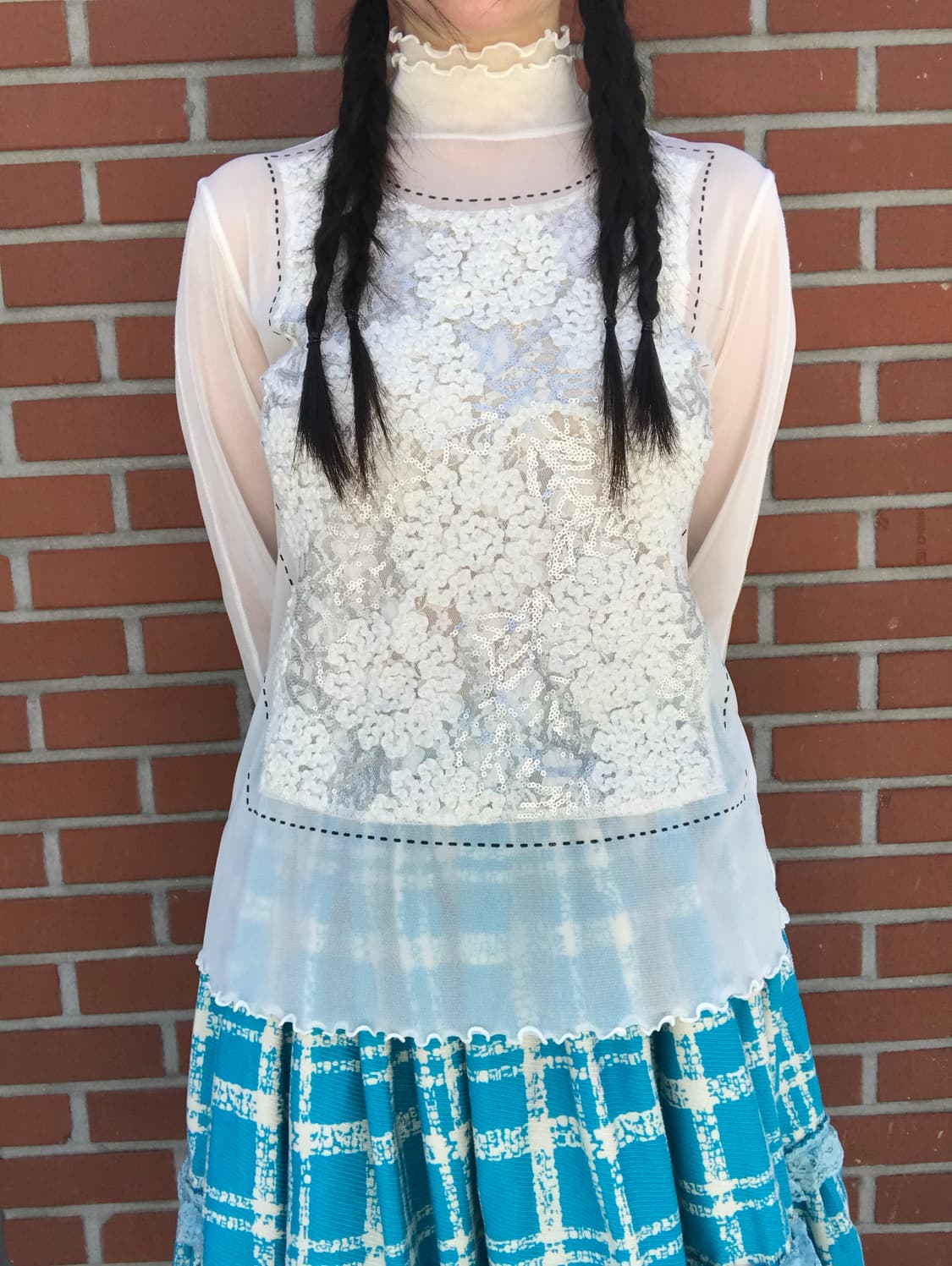 vintage flower ivory mesh top 상품이미지5
