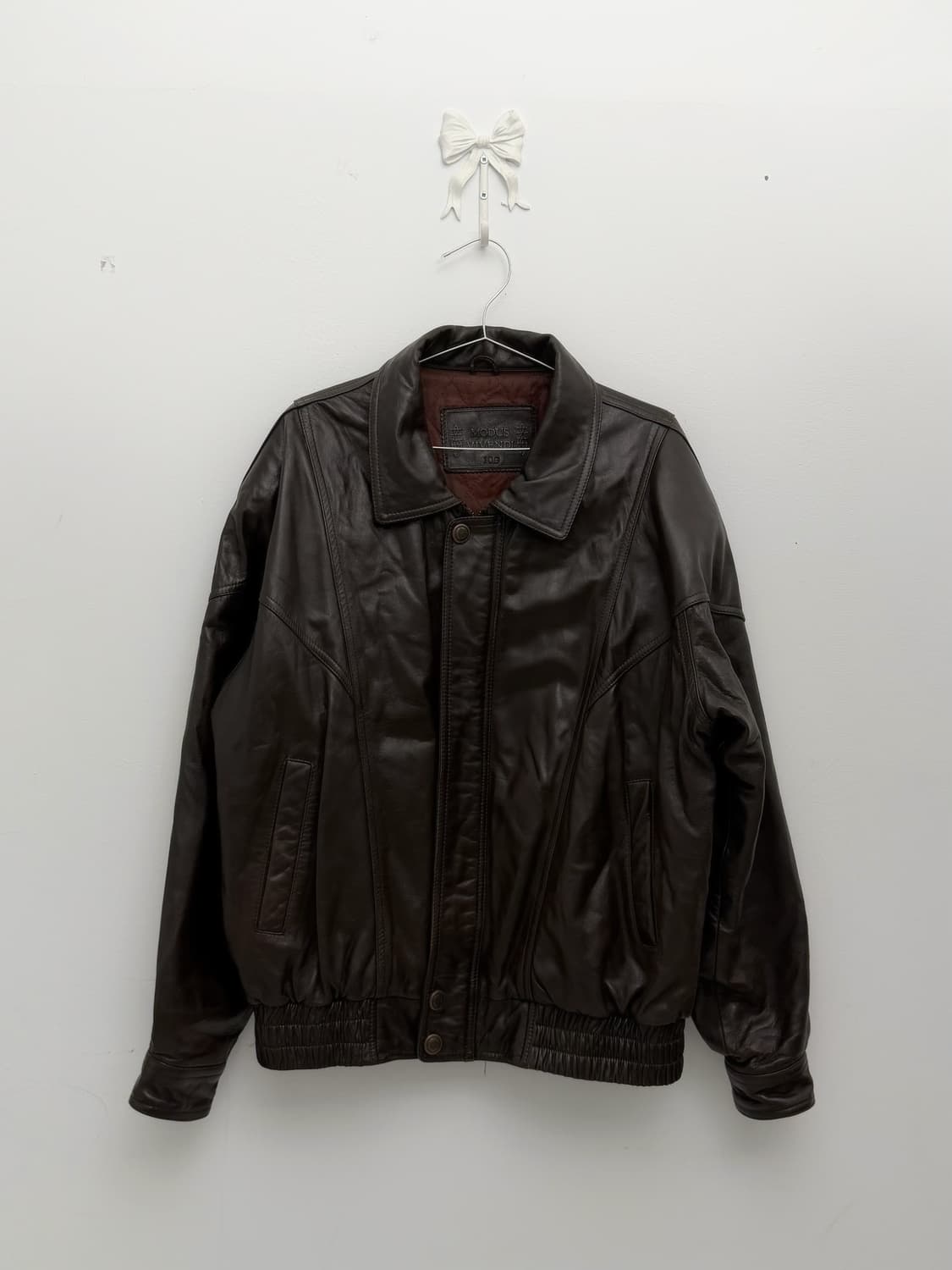 초코 브라운 레더 봄버 자켓 상품이미지5