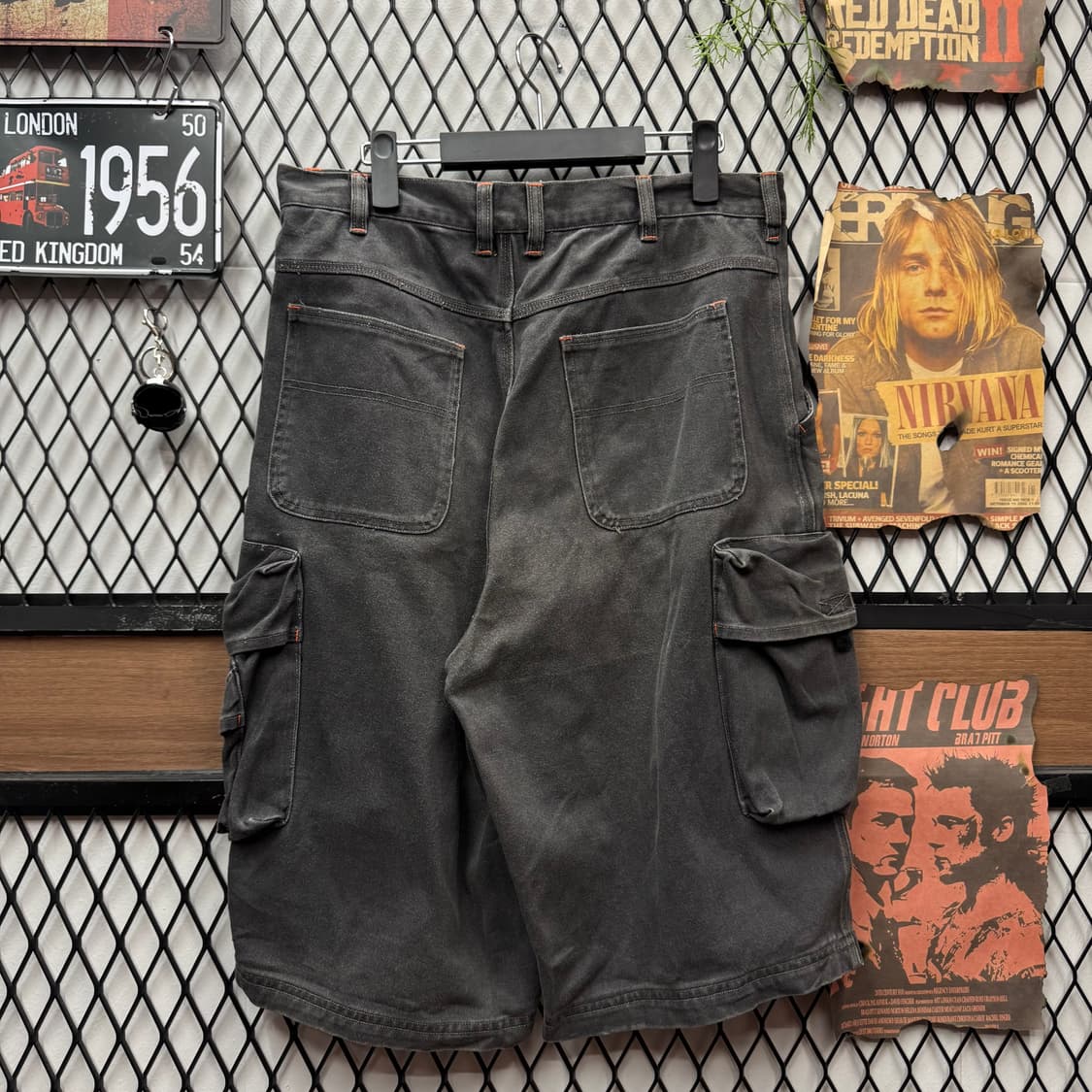 00s JPN VINTAGE 코튼 카고 반바지 사이드 포켓 포인트 블랙 상품이미지2