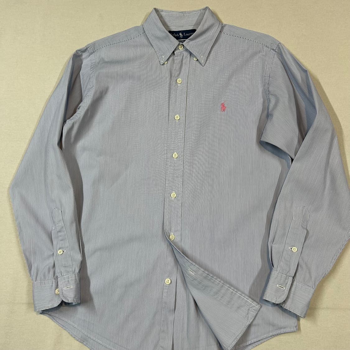 S) 폴로 랄프로렌 클래식 블루 스트라이프 포플린 셔츠 상품이미지2