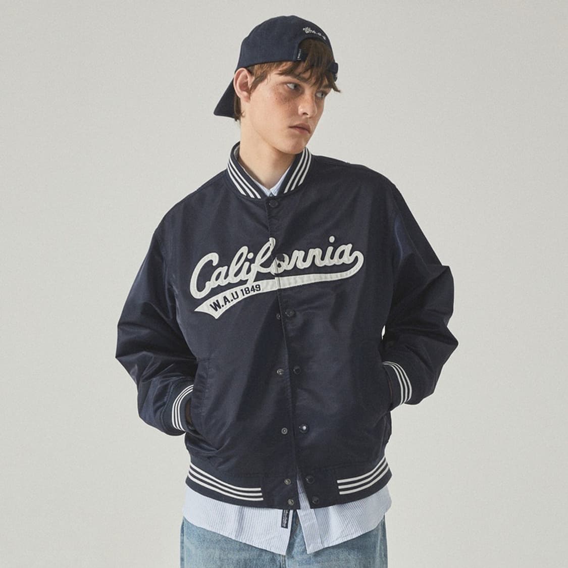 후아유 캘리포니아 바시티 자켓 네이비 야구 점퍼 상품이미지2