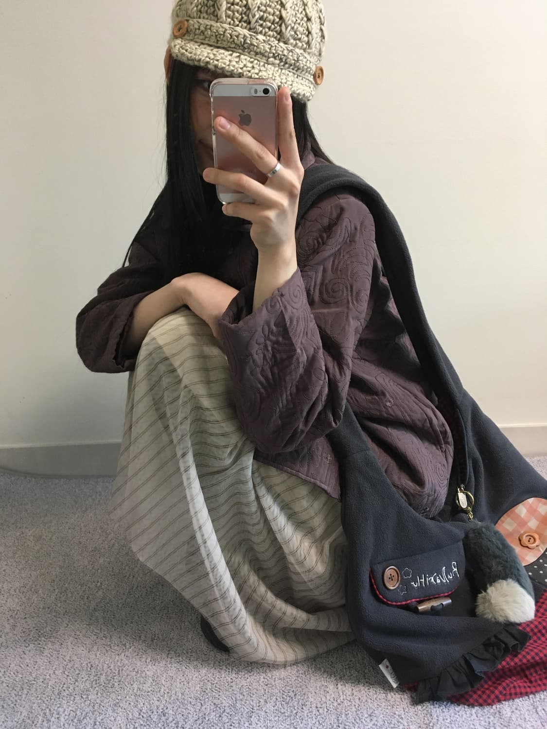 vintage quilted jacket burgundy 상품이미지3