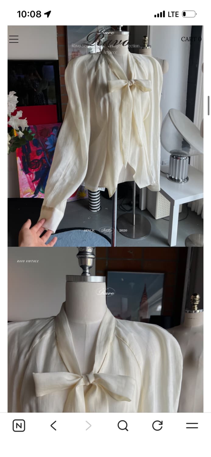 라보빈티지 텐셀 뷔니 리본 블라우스 아이보리 상품이미지7