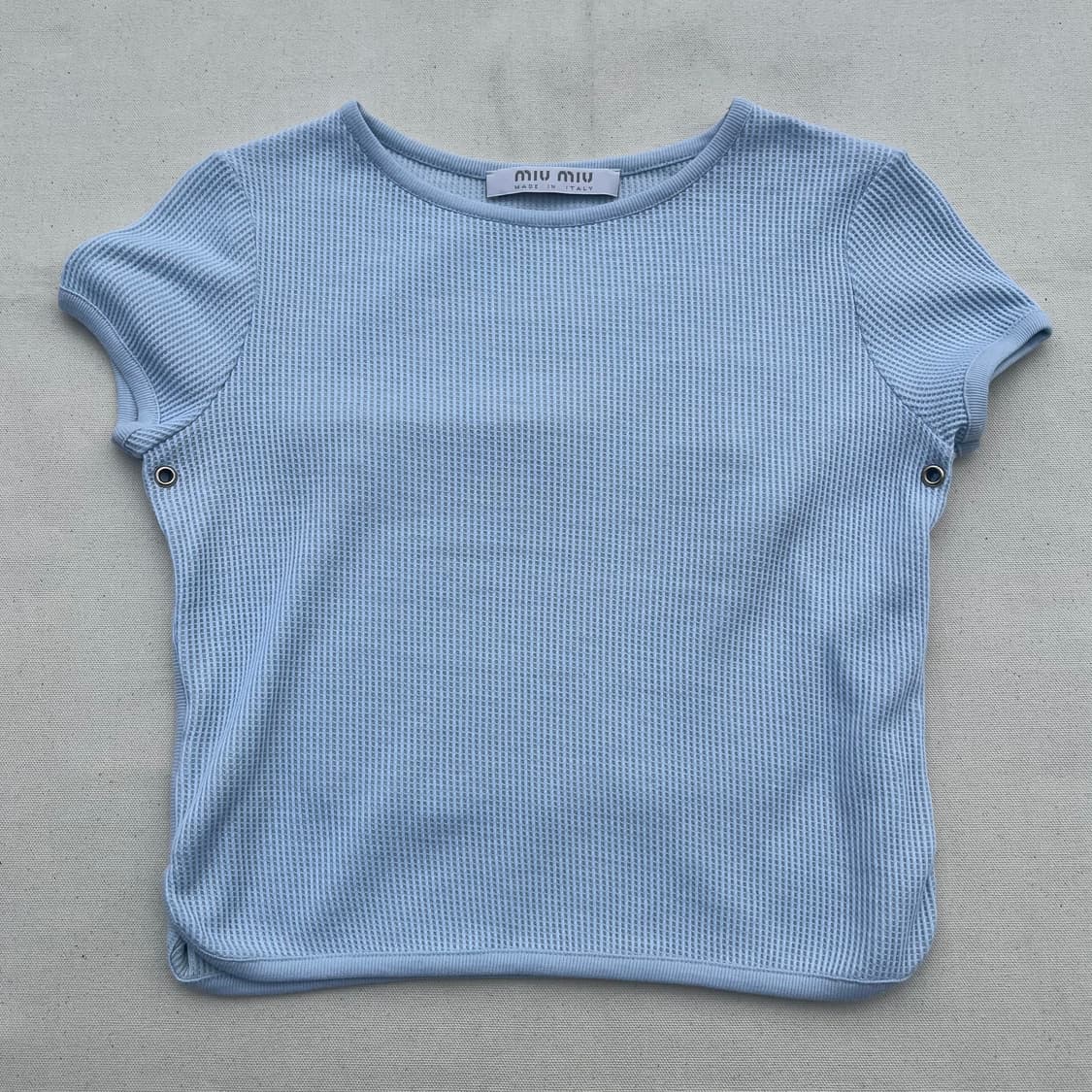 00s 미우미우 미우치아 프라다 와플 크롭 티셔츠 상품이미지1