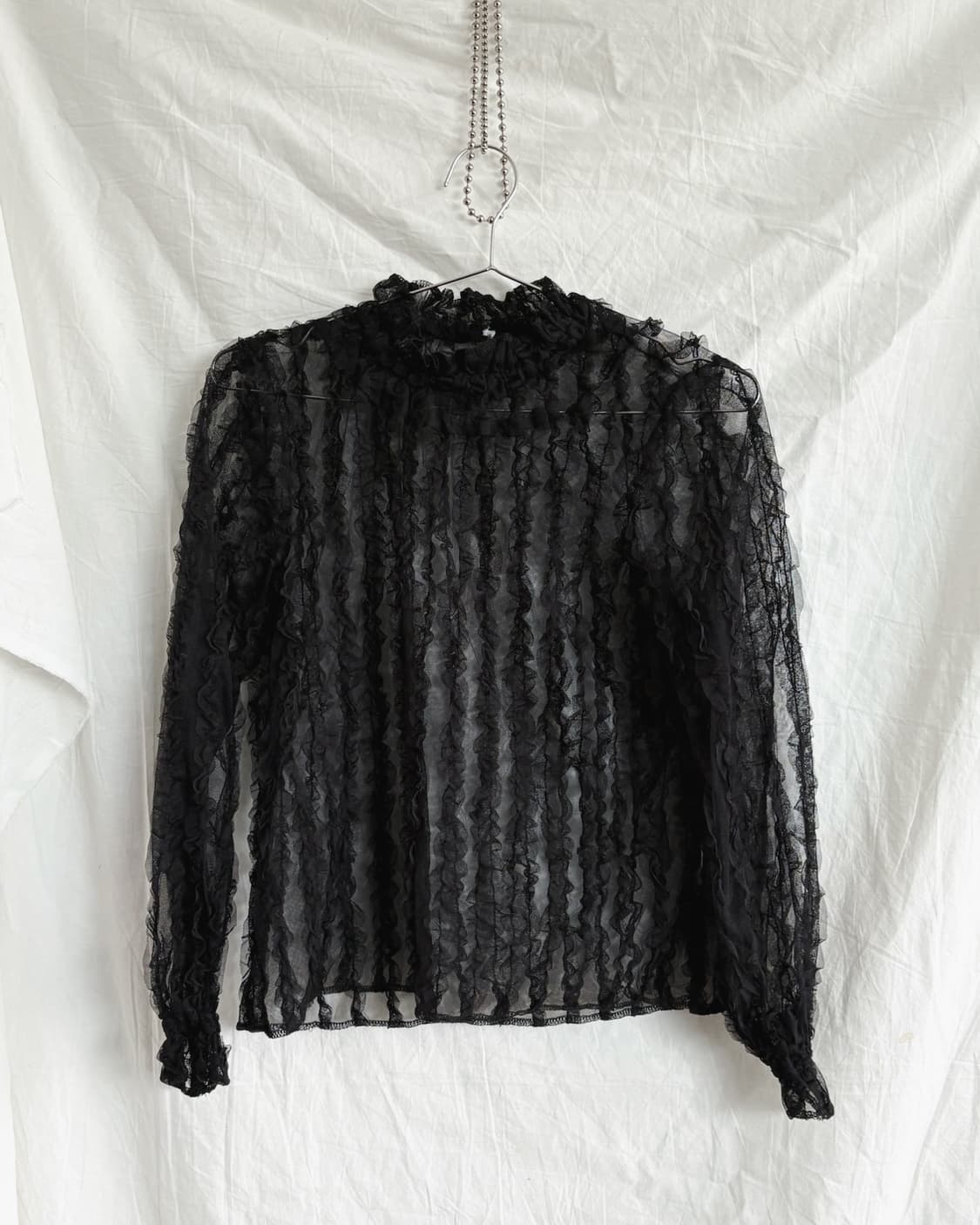 JPN VTG 셔링 스트라이프 시스루 롱슬리브 상품이미지4