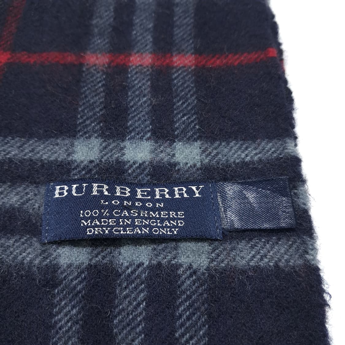MX490 버버리 00s 영국판 캐시미어 체크 네이비 머플러 목도리 상품이미지4