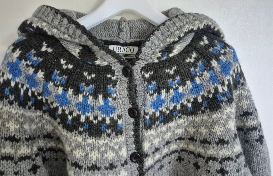 유라고 자카드 후드 가디건 (그레이) 상품이미지5