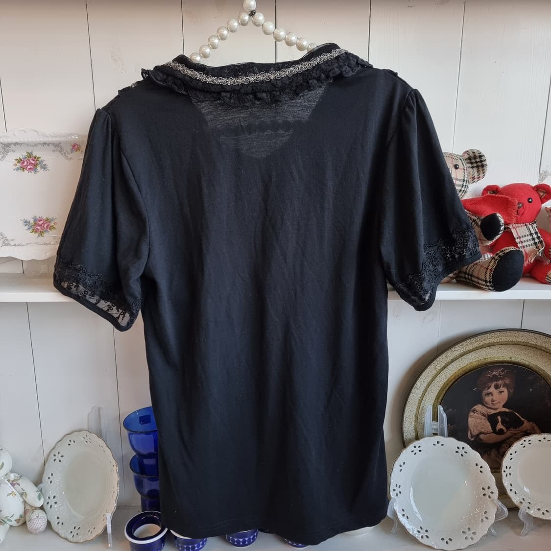 axes femme 블랙 레이스 진주카라 블라우스 상품이미지3