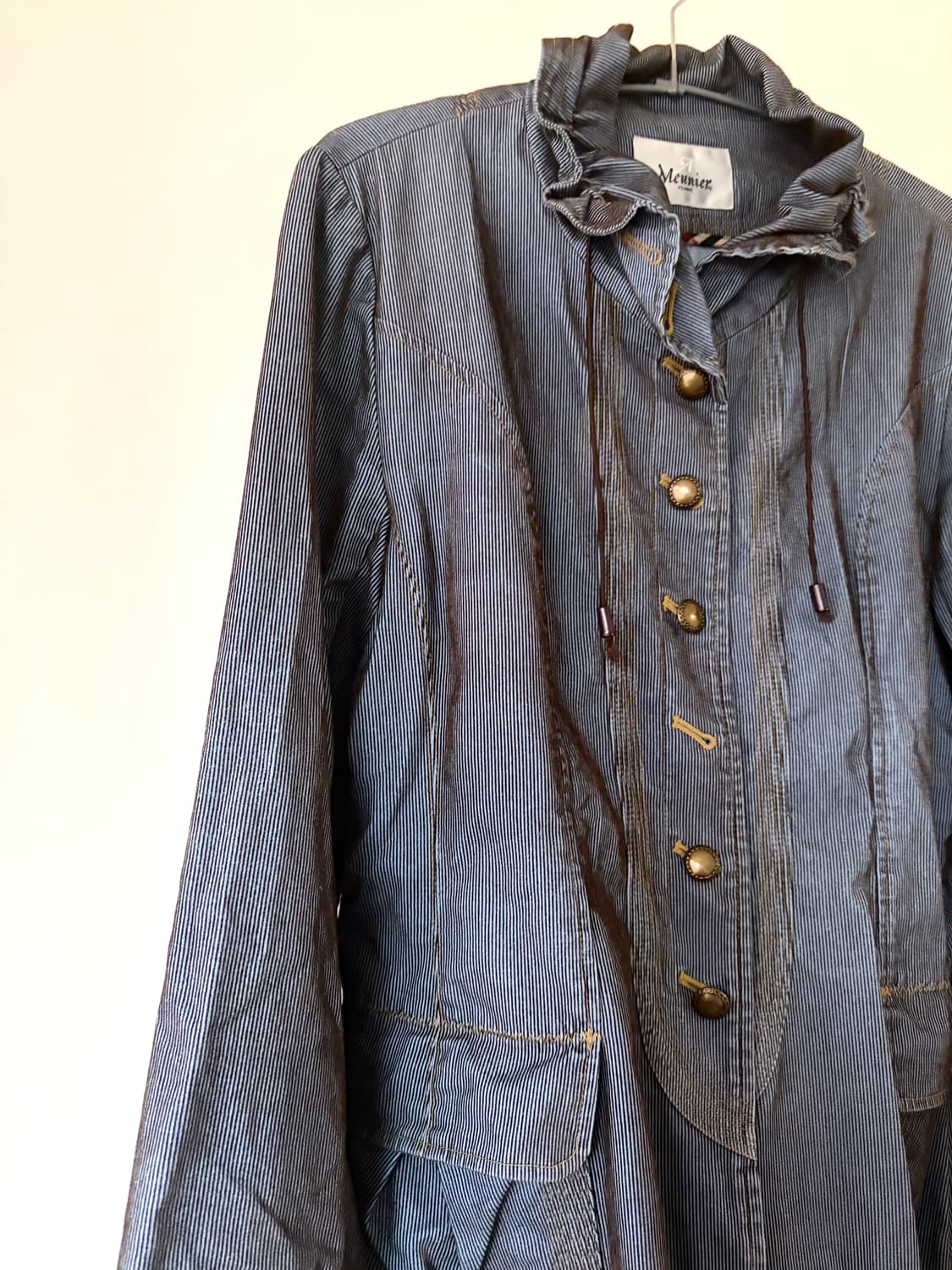희귀 일본빈티지 블루 브라운 스트라이트 코트 상품이미지3