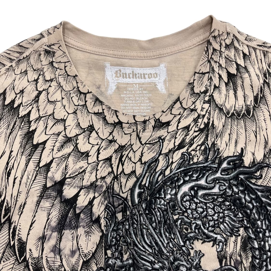 버커루 y2k 락시크맛 윙 프린팅 베이지 반팔 M 상품이미지5