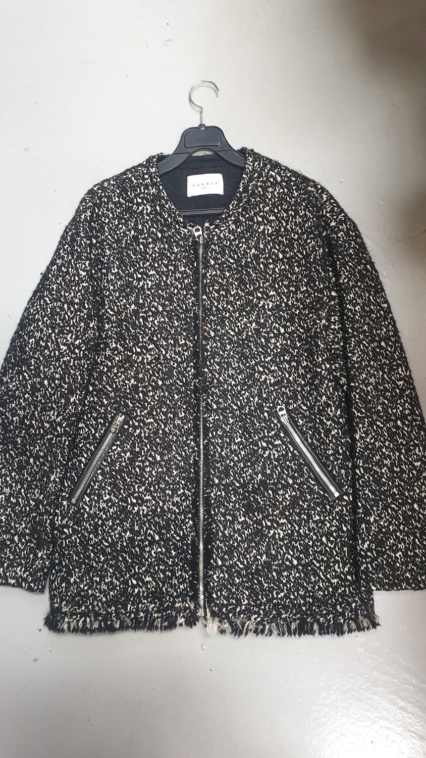 산드로 트위드 집업 자켓 블랙 상품이미지1