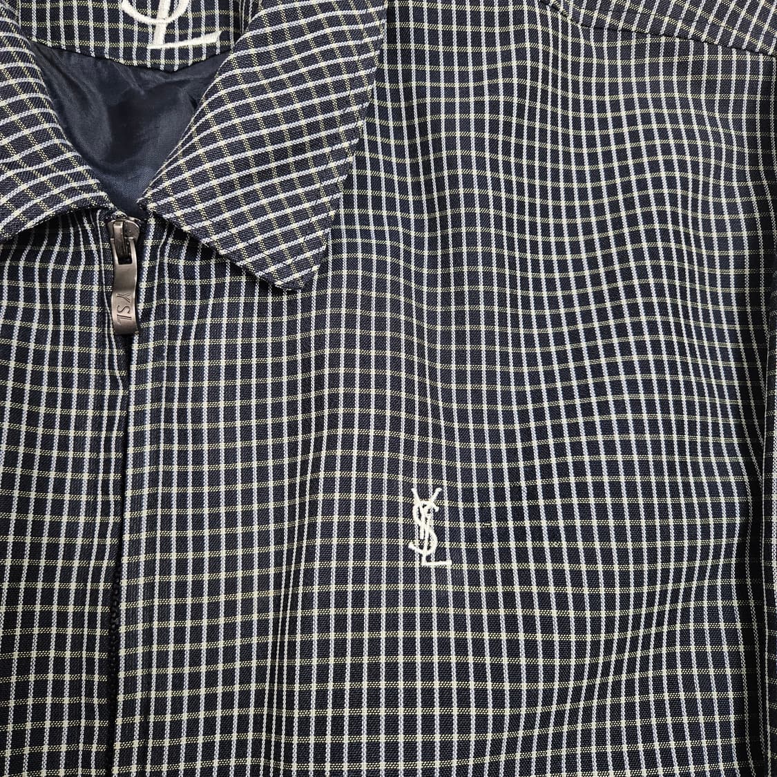 90s 입생로랑 체크 블루종 상품이미지3