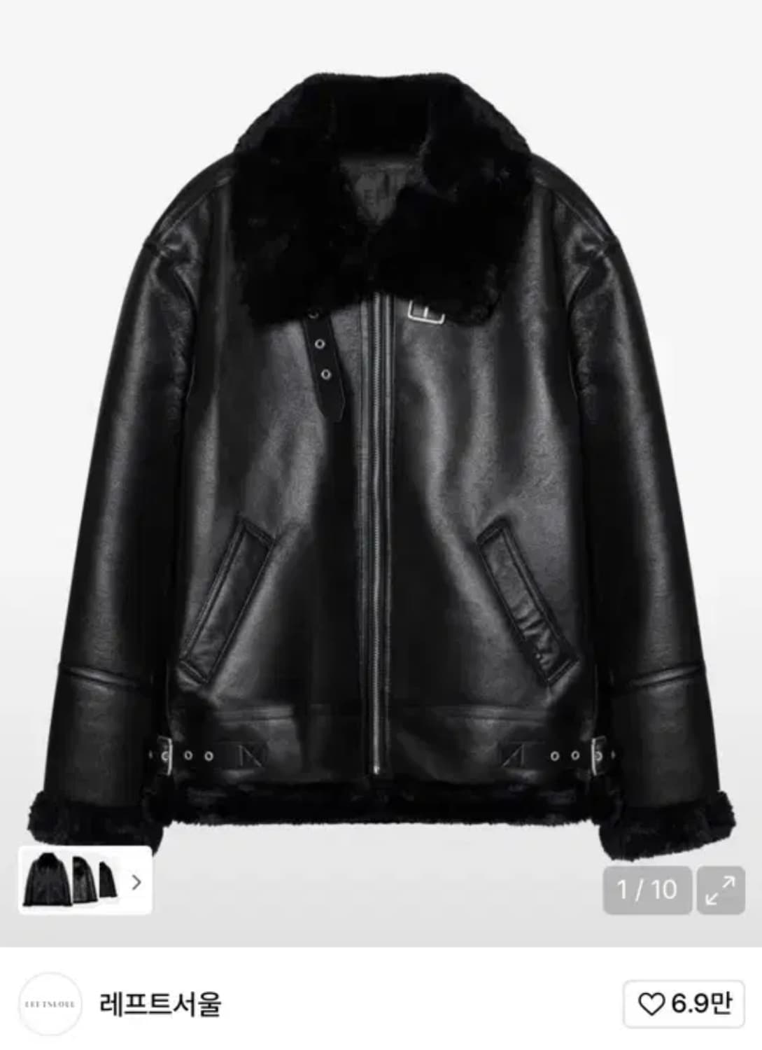 레프트서울 에비에이터 B-3 무스탕 자켓 블랙 상품이미지1