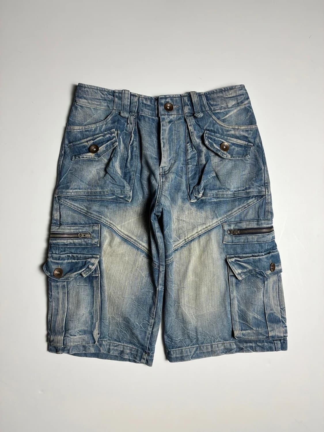 Nissy Y2K 멀티포켓 카고 데님 반바지 R1220 상품이미지1