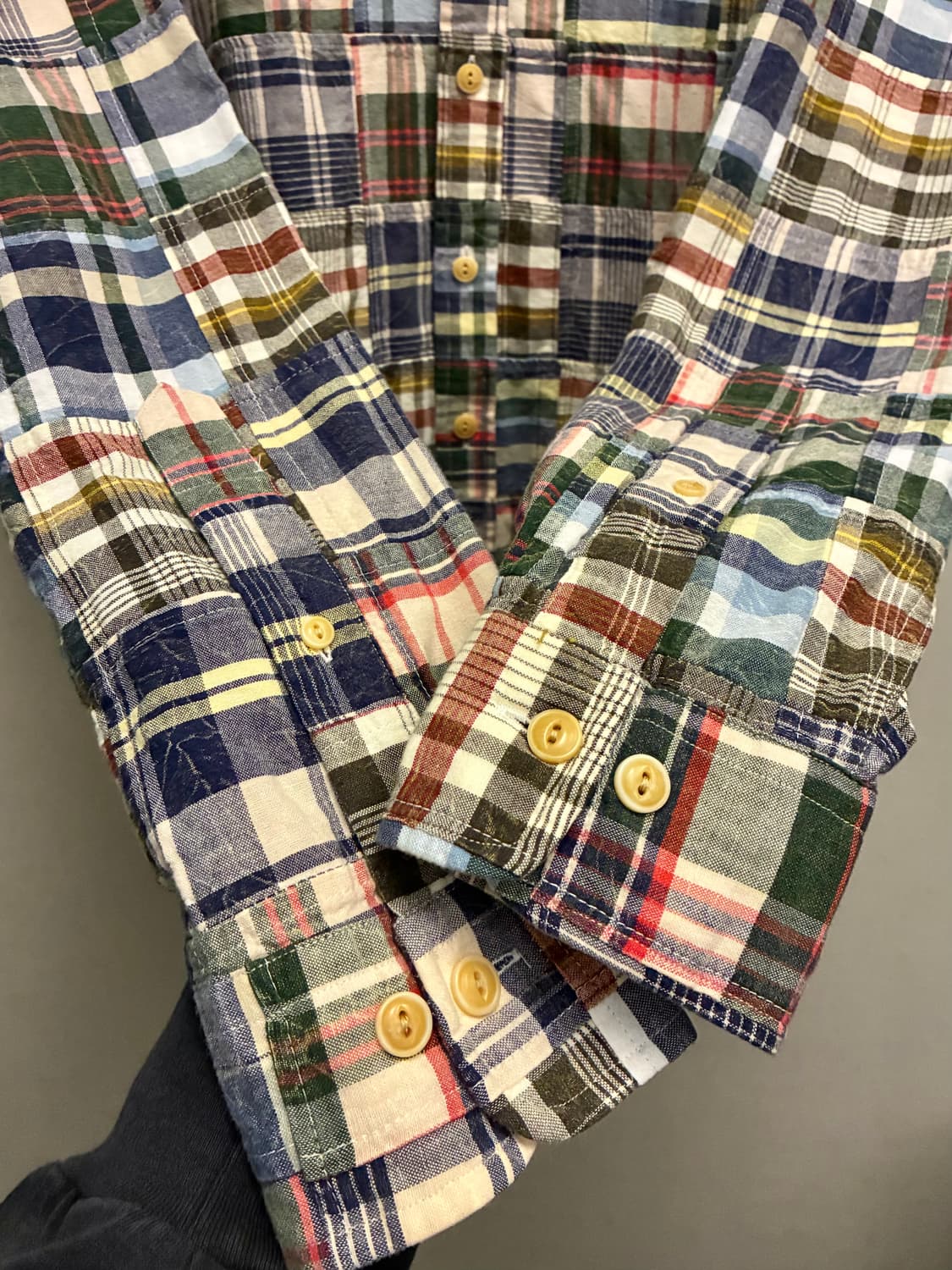 (M)브룩스브라더스 마드라스 패치워크 코튼 버튼다운 셔츠 상품이미지4